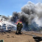 Brandbekämpfung an der Einsatzstelle.