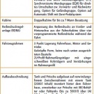 Datentabelle des Fahrzeugkonzeptes Unimog U 5023