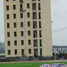 Ein Brandhaus-Rohbau in China.