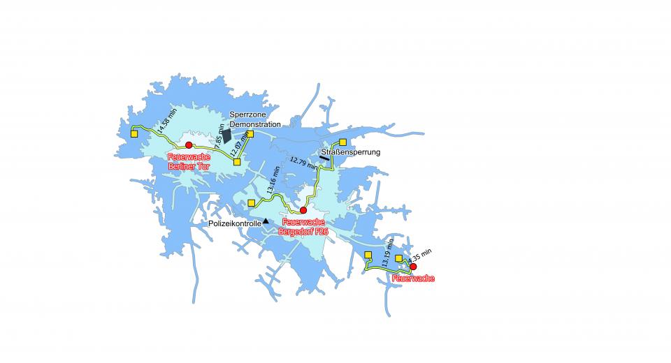 Disposition von Einsätzen im Stadtgebiet unter Berücksichtigung von Sperrzonen