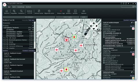 Darstellung von Einsätzen und Behandlungskapazitäten auf der Lagekarte eines...
