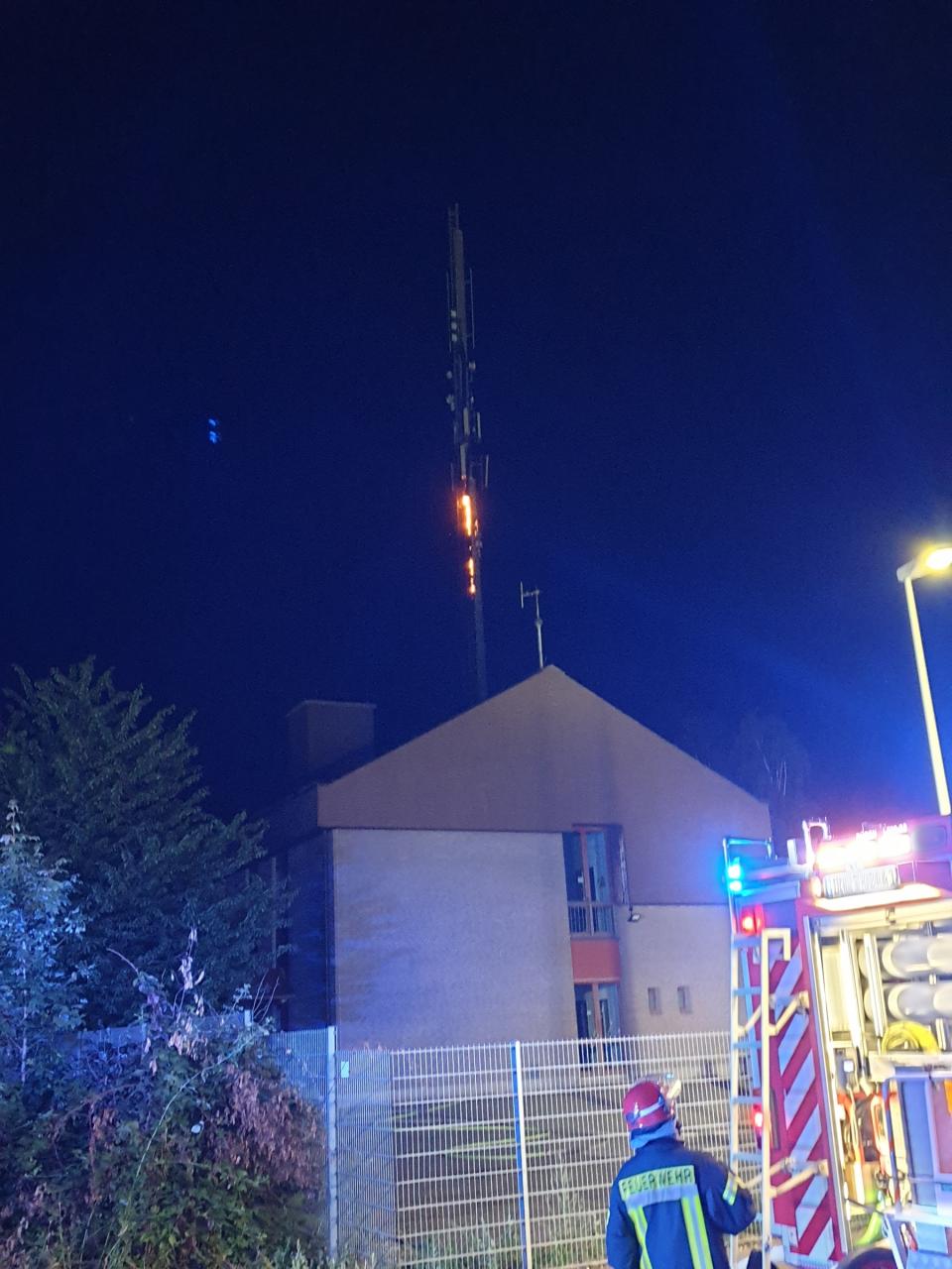 Brand eines Sendemastes Brückenstraße Düren