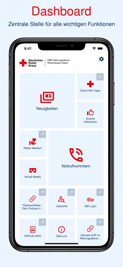 DRK-Retter4U-App Oberfläche auf einem Handy.