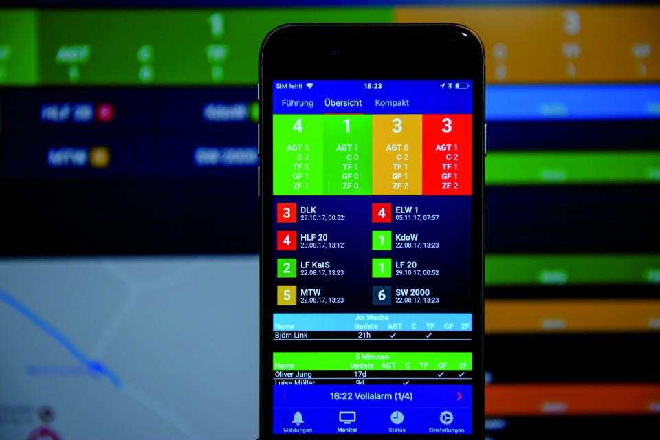 Visualisierung der Einsatzbereit per App – Neben der Personalverfügbarkeit...