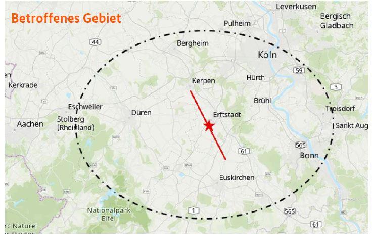 Kartenausschnitt eines Gebietes