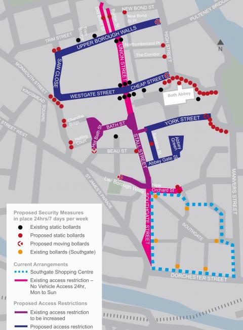 Vorschlag der geplanten Maßnahmen in der City of Bath.