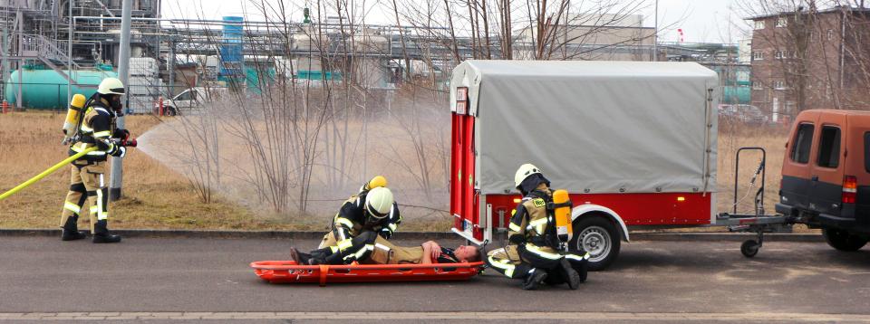 Demonstratorvorstellung im Rahmen einer Übung der Securitas-Werkfeuerwehr im...