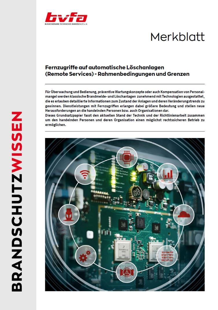 Neues bvfa-Merkblatt zum Fernzugriff auf automatische Löschanlagen