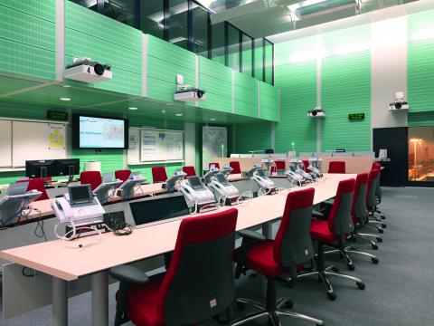 beispielhaftes Lagezentrum für den Krisenstab